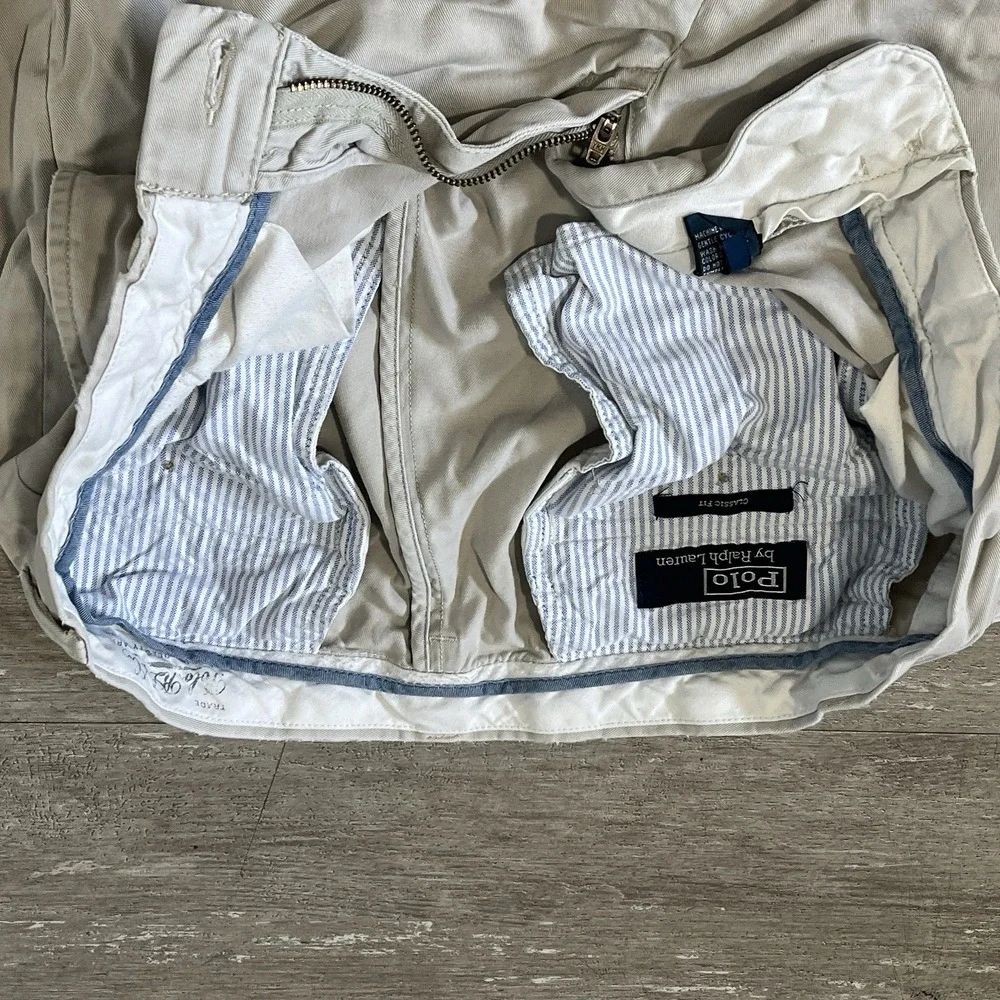 Polo Ralph Lauren Classic Fit Chino Flat Front Beige Cotton Men's Pants 32